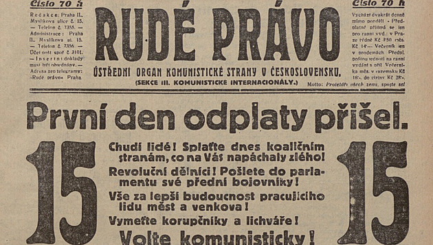 Den odplaty přišel, burcovalo Rudé právo před 100 lety voliče