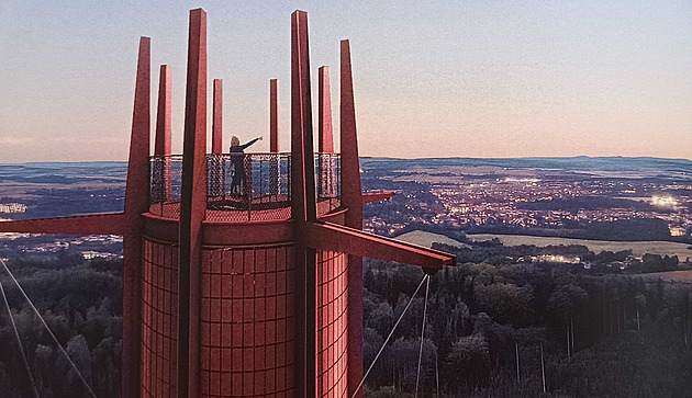 Je červená, ale aréna to není. Jihlava už ví, jak má vypadat rozhledna Honzík